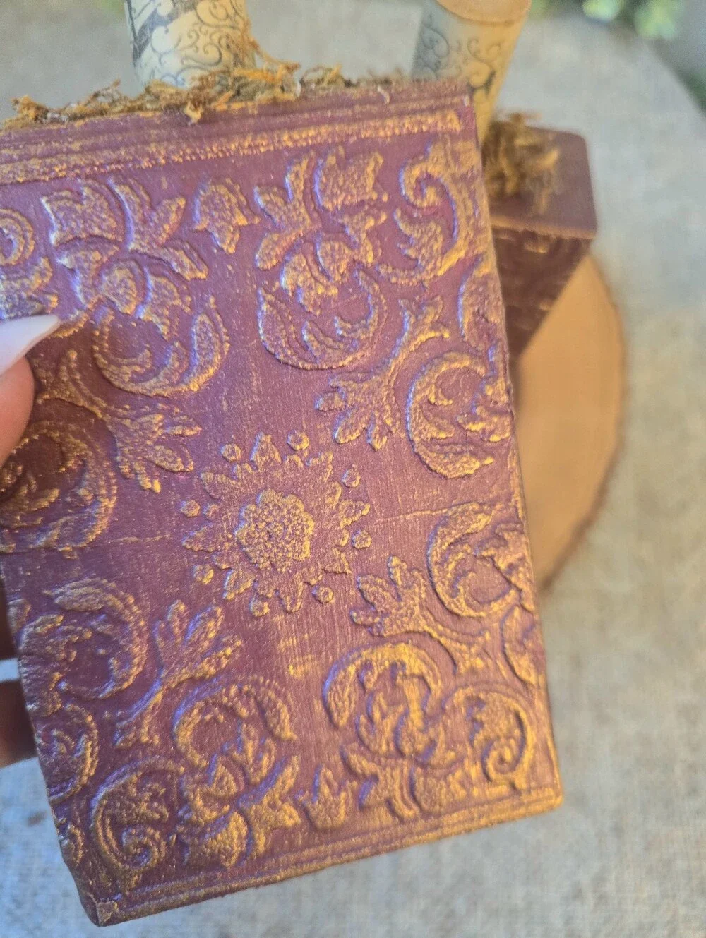 Embossed Metallic Burgundy Pumpkin Decor *dark & moody FALL